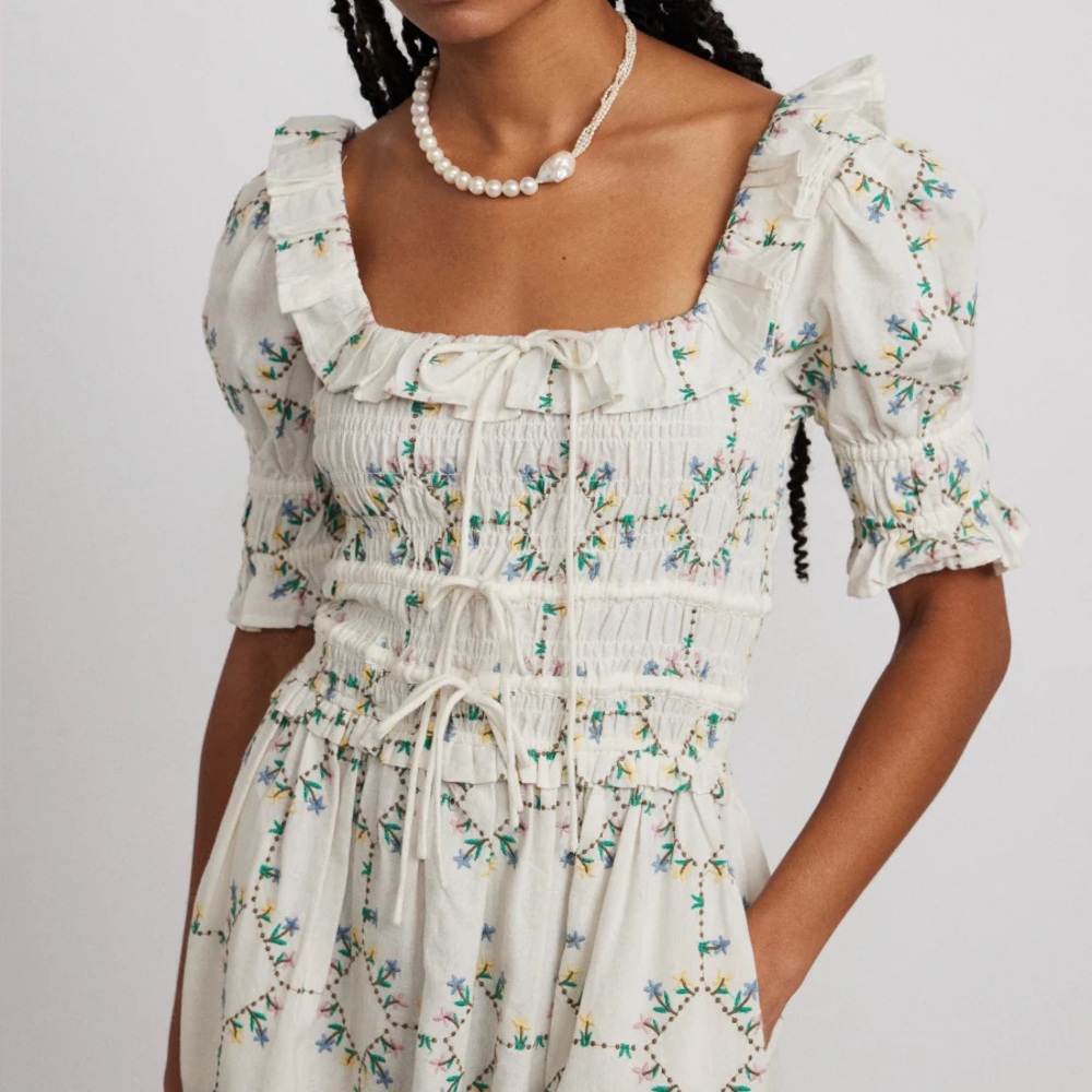 SOLD Damson Madder Heidi Embroidered Midi Dress